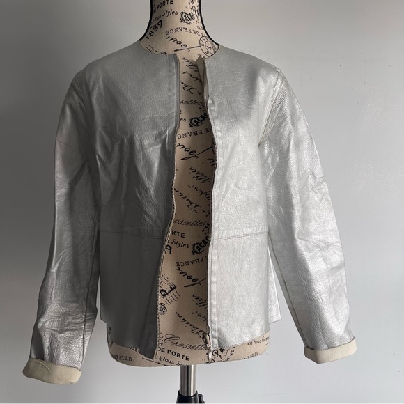 Salvatore Ferragamo Jackets & Blazers - Salvatore Ferragamo Two Tone Reversible Metallic
Leather Jacket